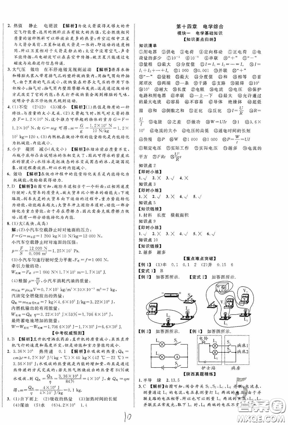 世界圖書(shū)出版公司2020陜西中考總復(fù)習(xí)優(yōu)化指導(dǎo)精講版物理答案