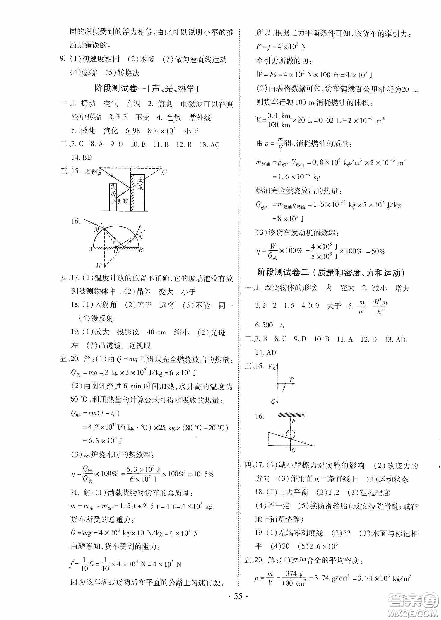 2020河南省初中畢業(yè)生學(xué)業(yè)考試復(fù)習(xí)指導(dǎo)+物理答案