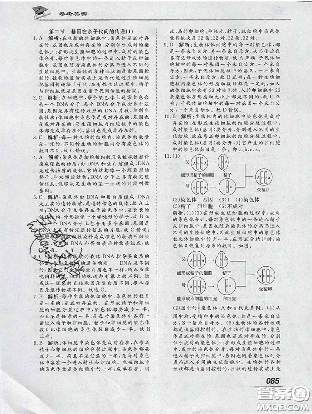 2020一川教育學(xué)考A+課堂檢測(cè)10分鐘八年級(jí)生物下冊(cè)人教版答案