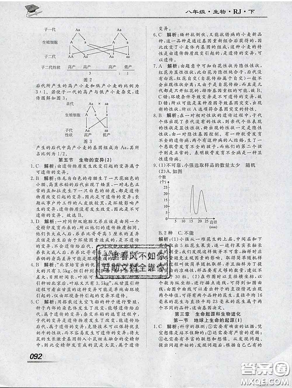 2020一川教育學(xué)考A+課堂檢測(cè)10分鐘八年級(jí)生物下冊(cè)人教版答案