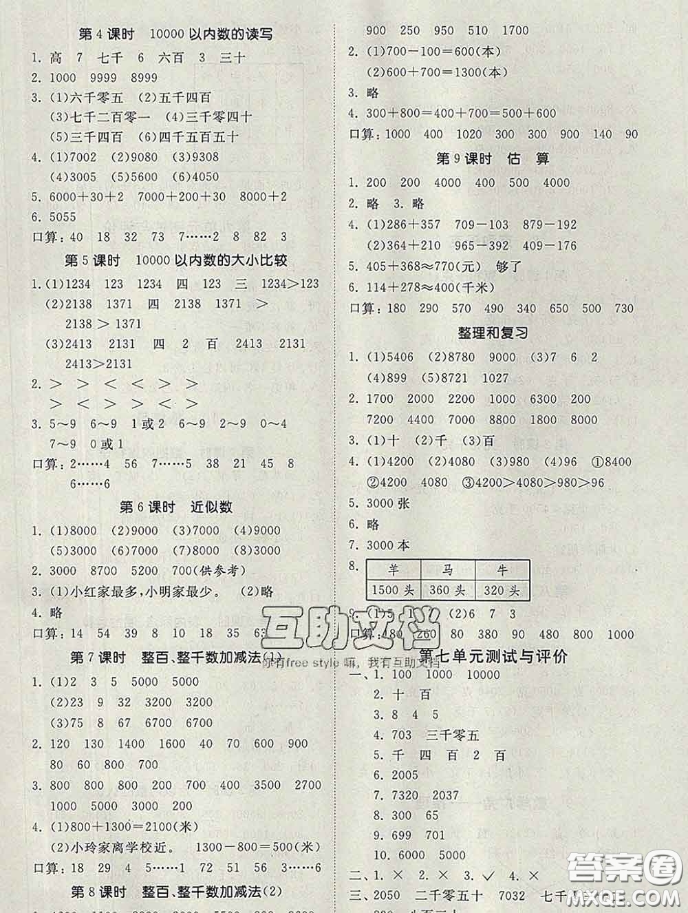 2020新版同步精練二年級(jí)數(shù)學(xué)下冊(cè)人教版參考答案