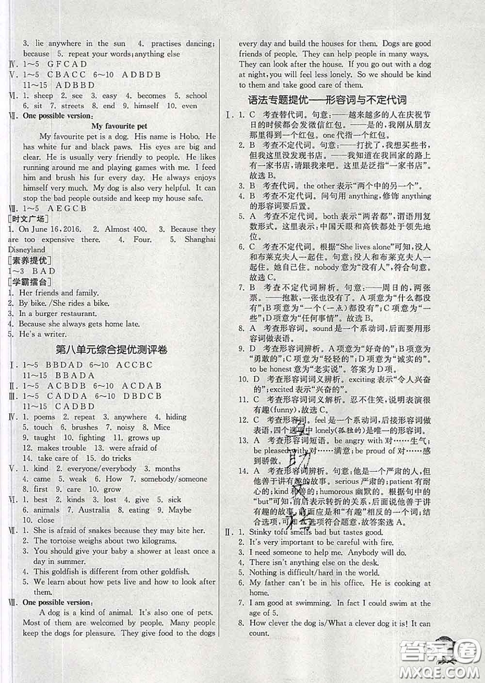 春雨教育2020春實(shí)驗(yàn)班提優(yōu)訓(xùn)練七年級(jí)英語(yǔ)下冊(cè)譯林版答案