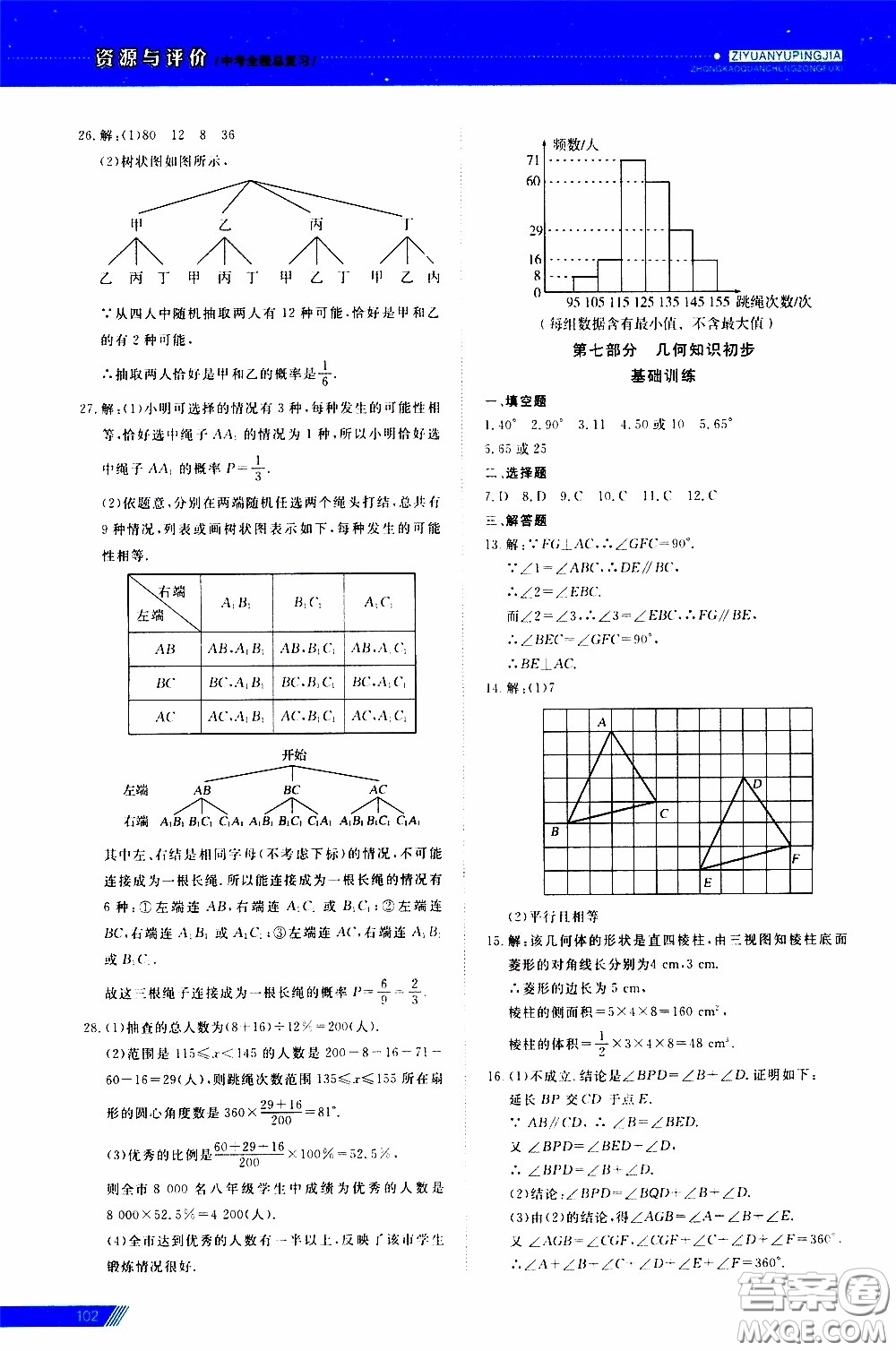 黑龍江教育出版社2020年資源與評(píng)價(jià)中考全程總復(fù)習(xí)數(shù)學(xué)參考答案