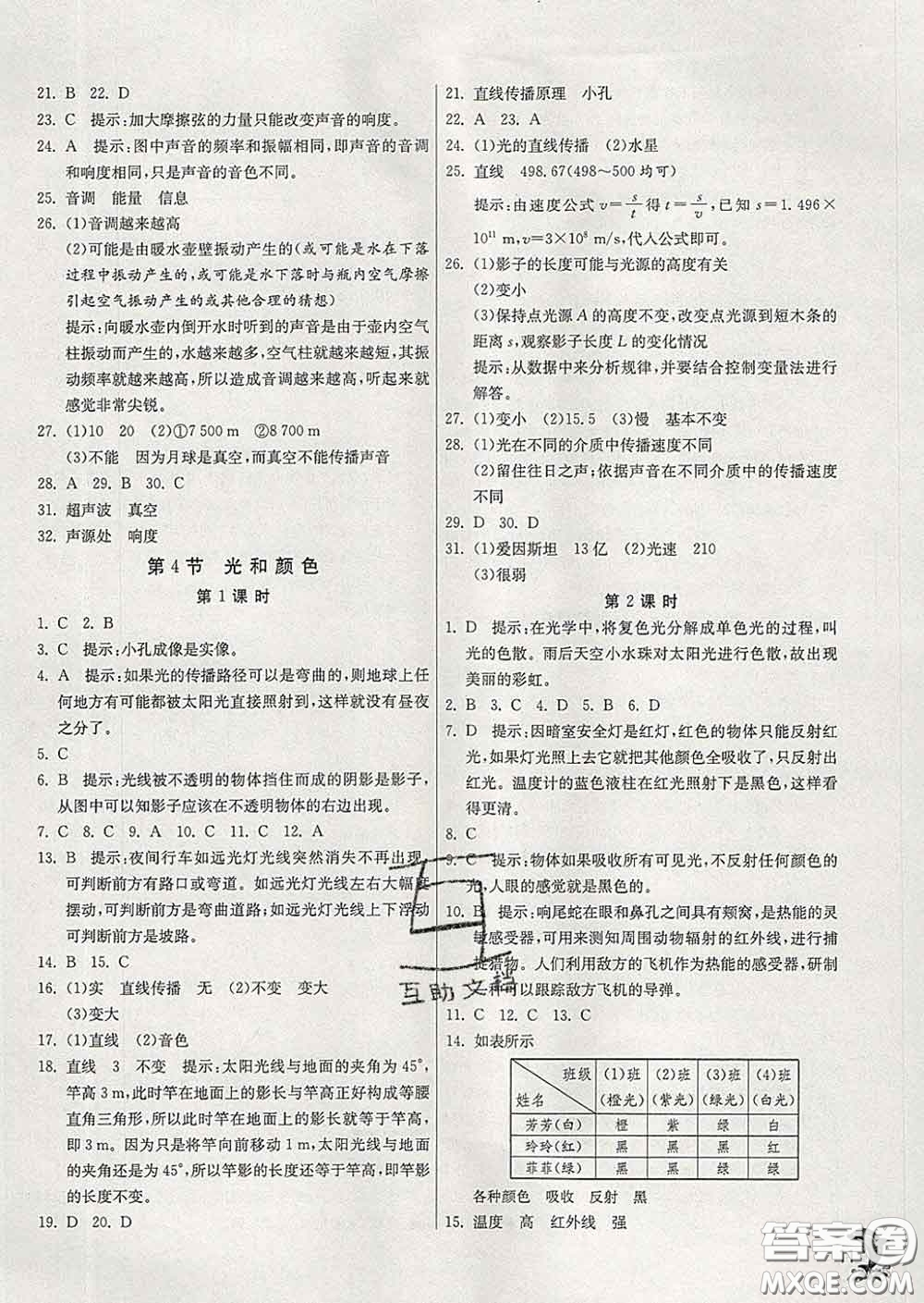 春雨教育2020春實(shí)驗(yàn)班提優(yōu)訓(xùn)練七年級科學(xué)下冊浙教版答案