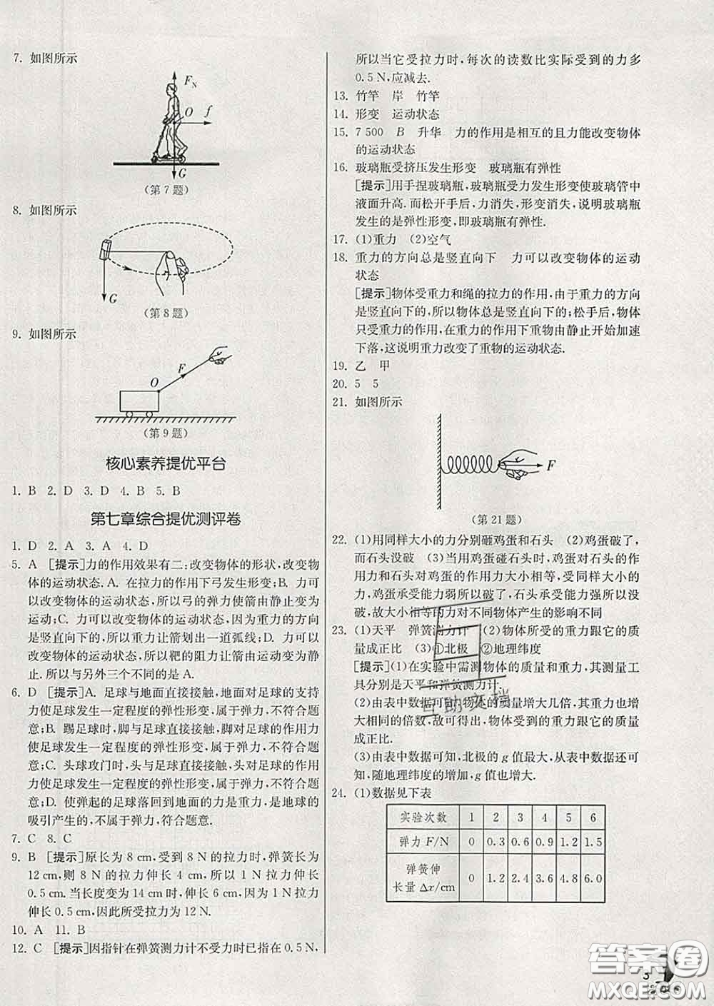 春雨教育2020春實(shí)驗(yàn)班提優(yōu)訓(xùn)練八年級(jí)物理下冊(cè)人教版答案