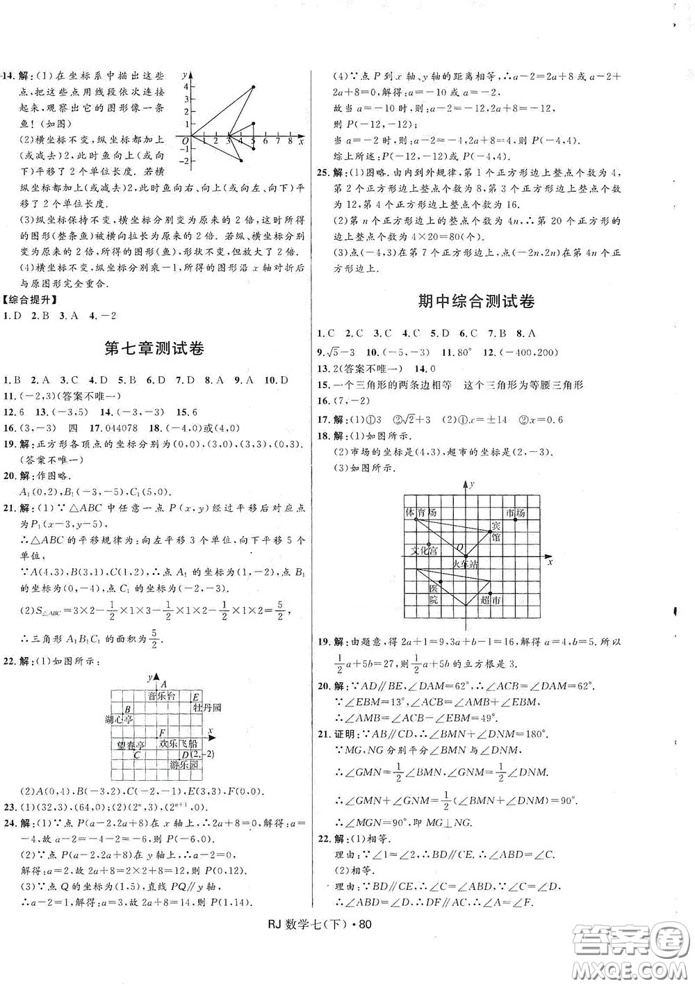 2020創(chuàng)新與探究測試卷七年級數(shù)學下冊人教版答案