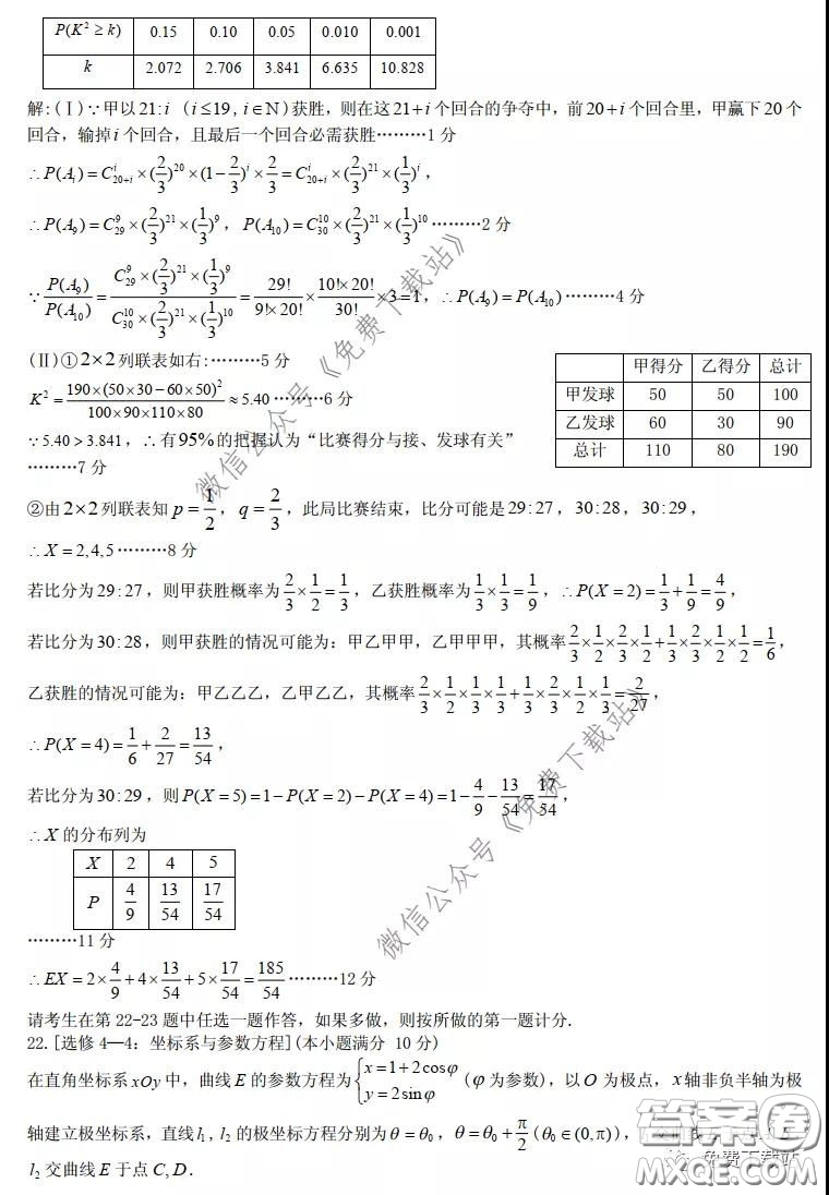 九江市2020屆第二次高考模擬統(tǒng)一考試理科數(shù)學答案