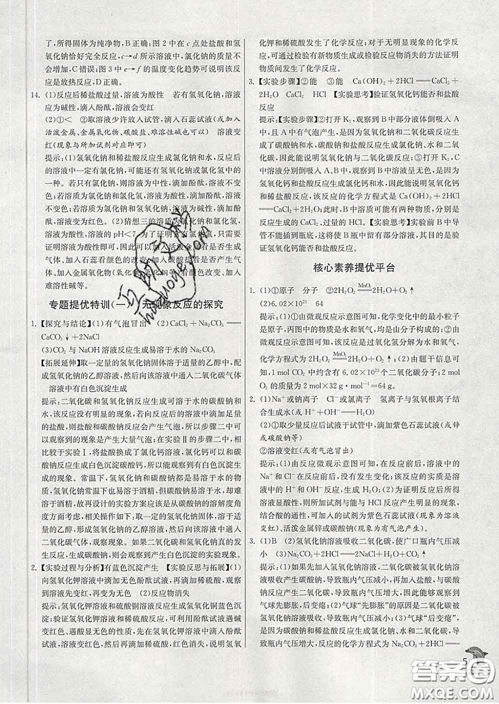 春雨教育2020春實(shí)驗(yàn)班提優(yōu)訓(xùn)練九年級(jí)化學(xué)下冊魯教版答案