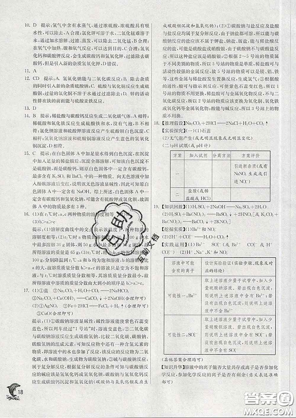 春雨教育2020春實(shí)驗(yàn)班提優(yōu)訓(xùn)練九年級(jí)化學(xué)下冊魯教版答案