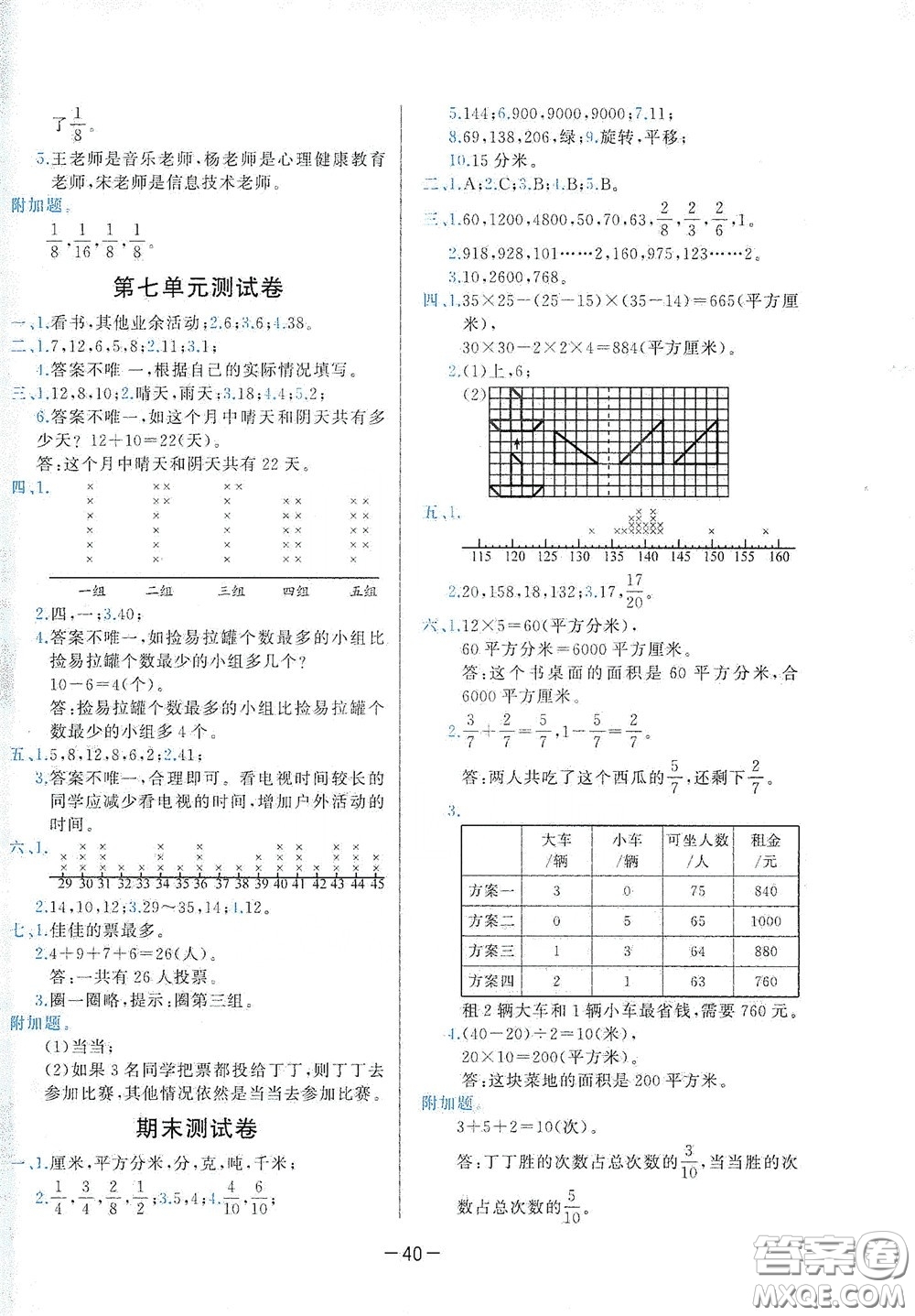 現(xiàn)代教育出版社2020學而思基本功同步練測試卷小學數(shù)學三年級下冊北師大版答案