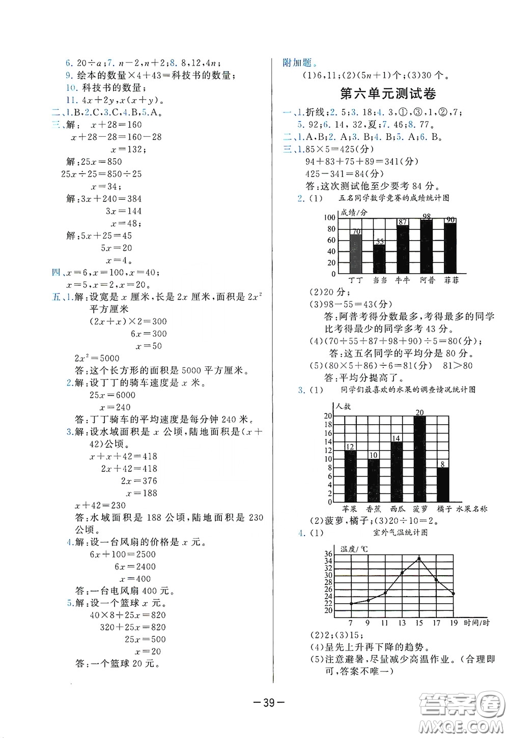 現(xiàn)代教育出版社2020學而思基本功同步練測試卷小學數學四年級下冊北師大版答案