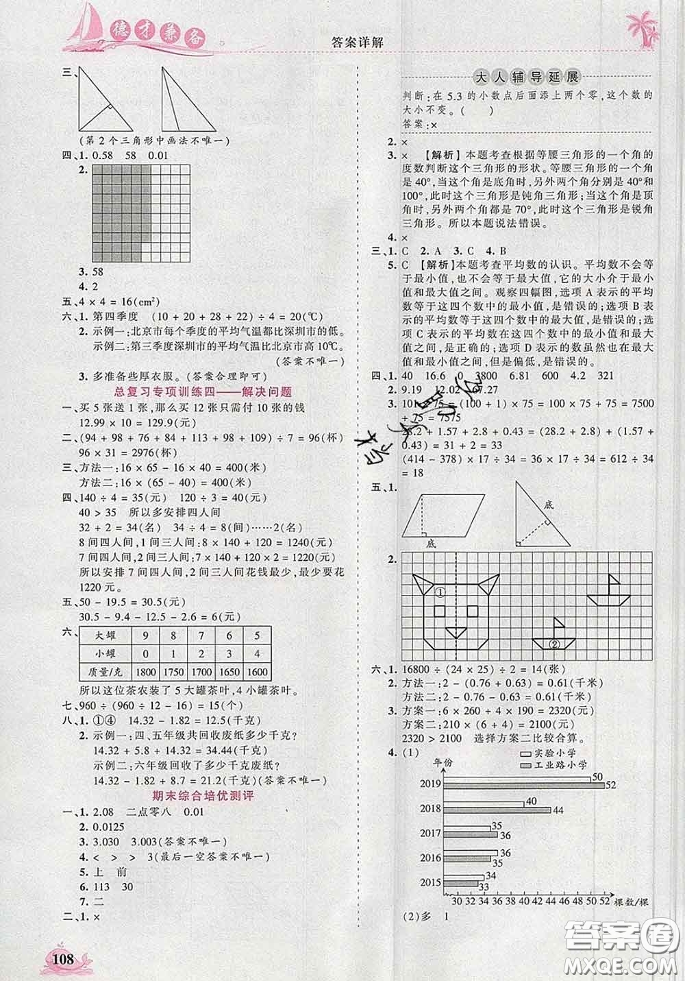 2020新版王朝霞德才兼?zhèn)渥鳂I(yè)創(chuàng)新設(shè)計四年級數(shù)學(xué)下冊人教版答案