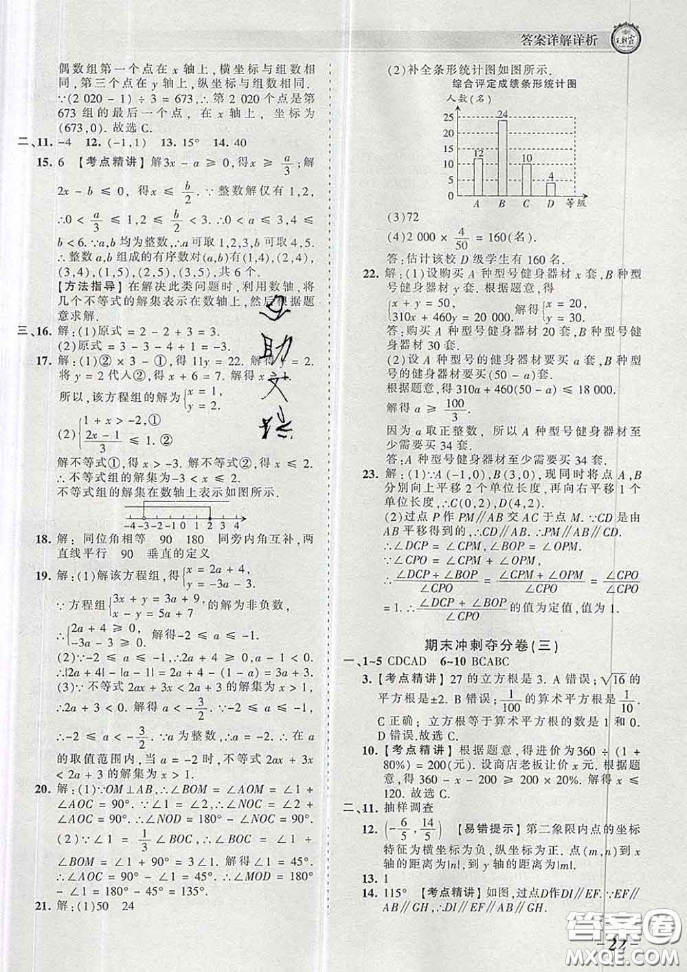 2020新版王朝霞考點(diǎn)梳理時(shí)習(xí)卷七年級(jí)數(shù)學(xué)下冊(cè)人教版答案