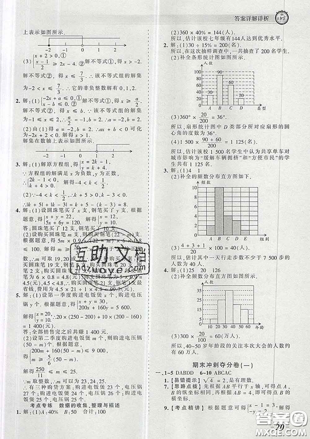 2020新版王朝霞考點(diǎn)梳理時(shí)習(xí)卷七年級(jí)數(shù)學(xué)下冊(cè)人教版答案