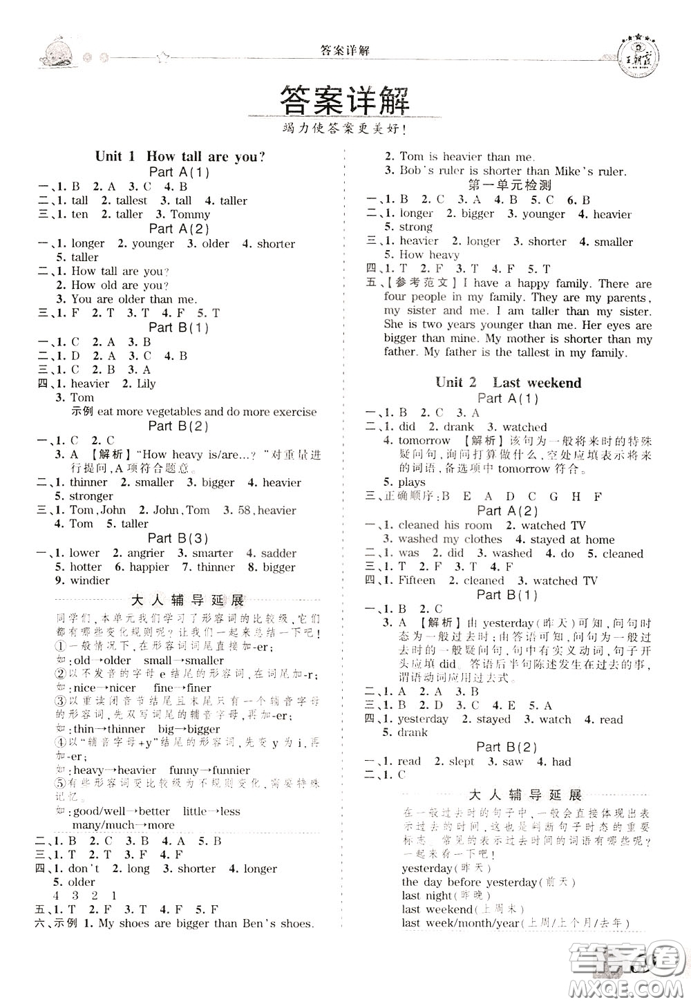 2020年王朝霞創(chuàng)維新課堂同步優(yōu)化訓(xùn)練英語六年級(jí)下冊(cè)PEP人教版參考答案