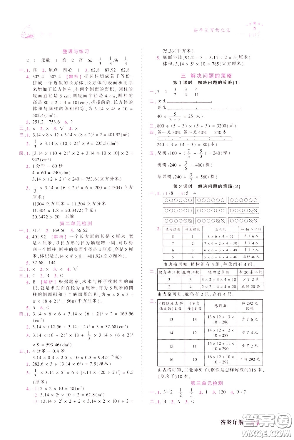 2020年王朝霞創(chuàng)維新課堂同步優(yōu)化訓(xùn)練數(shù)學(xué)六年級下冊SJ蘇教版參考答案