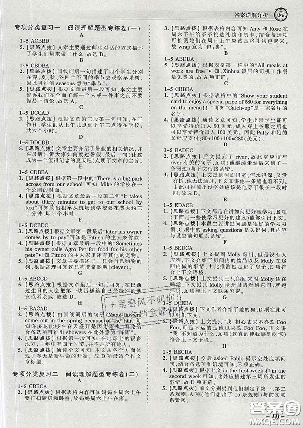 2020新版王朝霞考點(diǎn)梳理時習(xí)卷七年級英語下冊人教版答案
