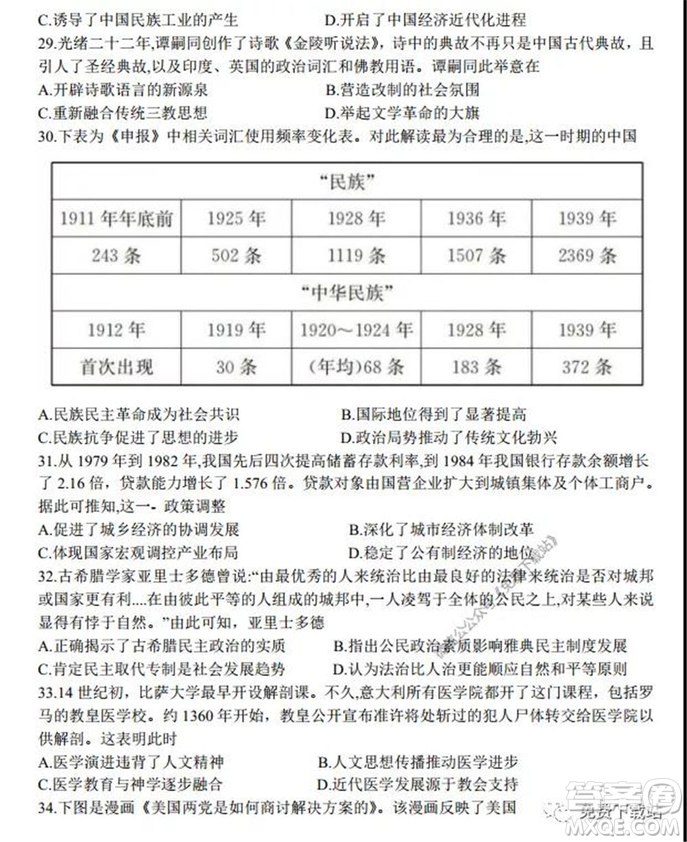 2020年黑龍江金太陽(yáng)高三5月聯(lián)考文科綜合試題及答案