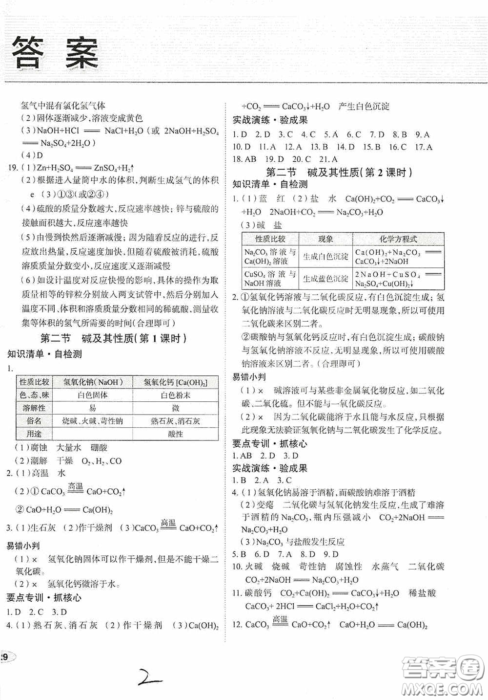 2020智學(xué)島四維文化中考檔案初中同步學(xué)案導(dǎo)學(xué)九年級(jí)化學(xué)下冊(cè)青島專(zhuān)用答案