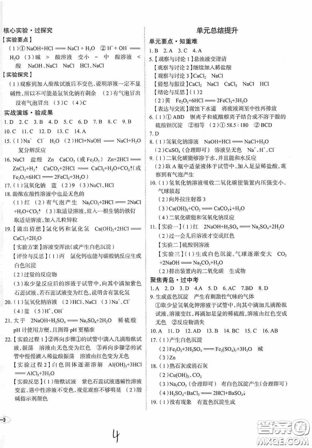 2020智學(xué)島四維文化中考檔案初中同步學(xué)案導(dǎo)學(xué)九年級(jí)化學(xué)下冊(cè)青島專(zhuān)用答案