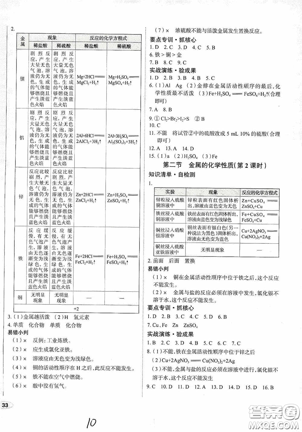 2020智學(xué)島四維文化中考檔案初中同步學(xué)案導(dǎo)學(xué)九年級(jí)化學(xué)下冊(cè)青島專(zhuān)用答案