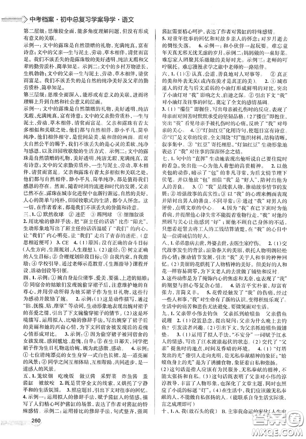 2020智學(xué)島四維文化中考檔案初中總復(fù)習(xí)學(xué)案導(dǎo)學(xué)A版精練冊(cè)語(yǔ)文青島版答案