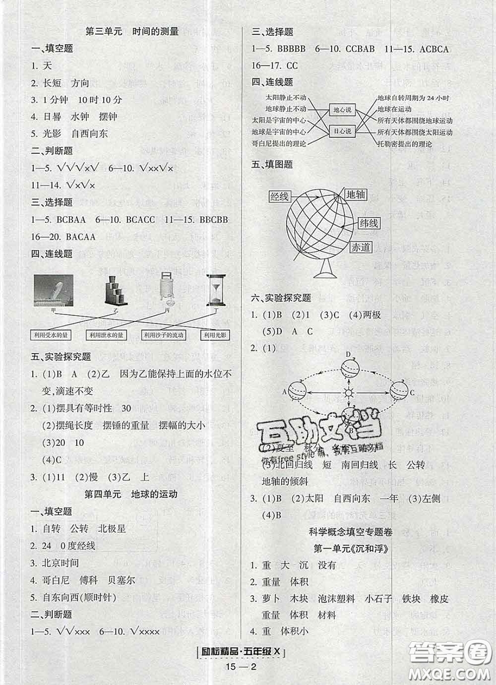 2020春勵(lì)耘書業(yè)浙江期末五年級科學(xué)下冊教科版答案