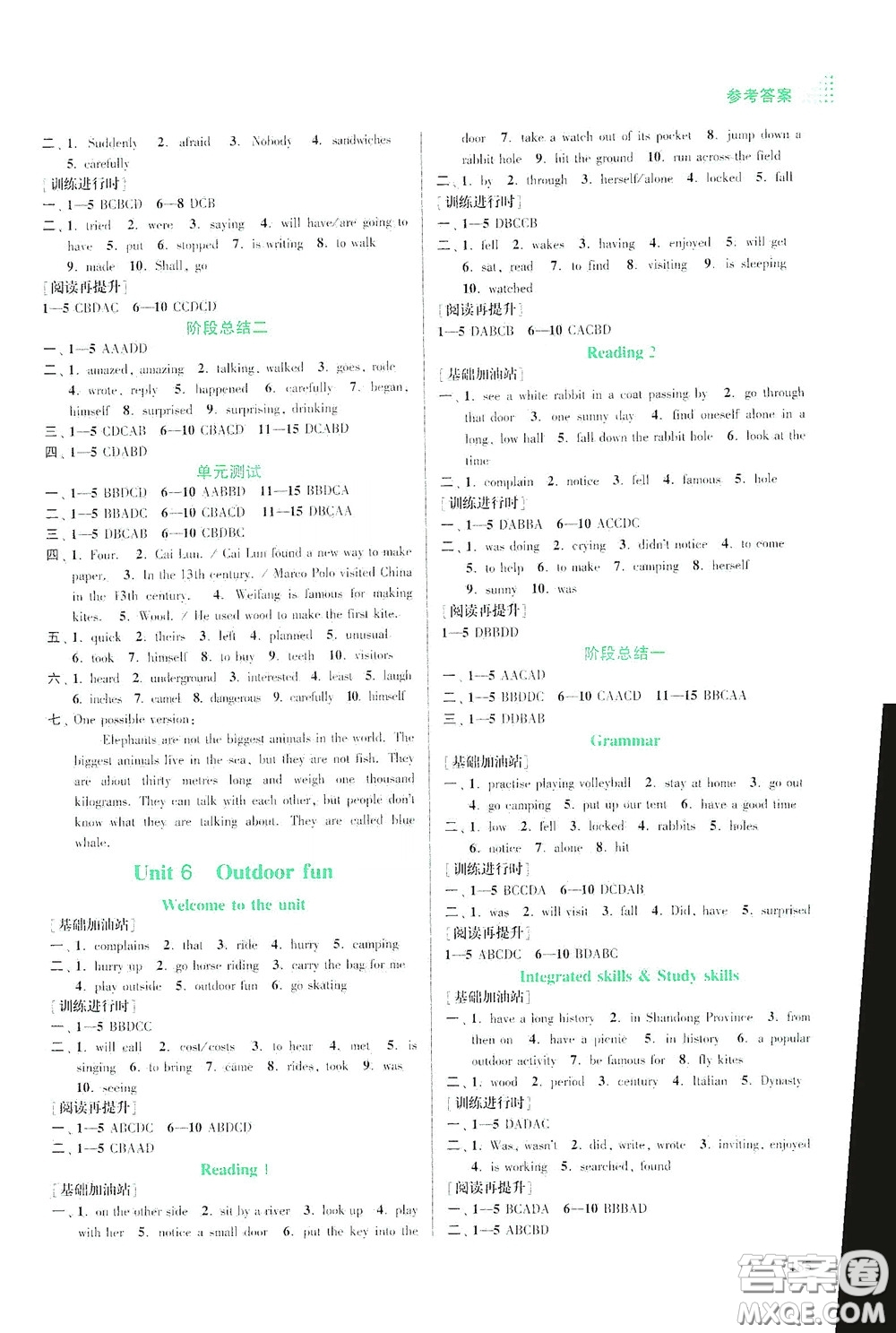 江蘇鳳凰美術(shù)出版社2020創(chuàng)新課時作業(yè)本七年級英語下冊江蘇版答案
