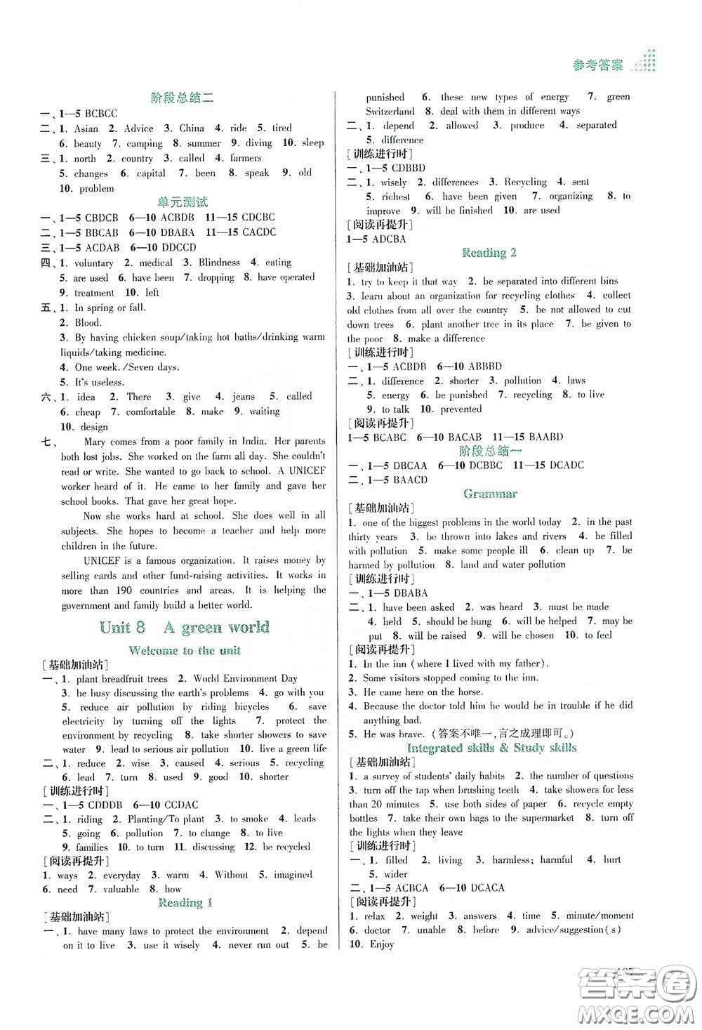 江蘇鳳凰美術(shù)出版社2020創(chuàng)新課時(shí)作業(yè)本八年級(jí)英語下冊(cè)江蘇版答案