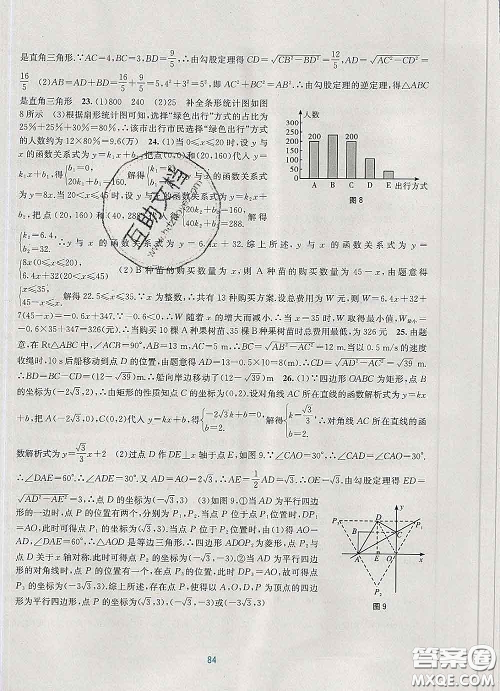接力出版社2020春全程檢測(cè)單元測(cè)試卷八年級(jí)數(shù)學(xué)下冊(cè)A版答案
