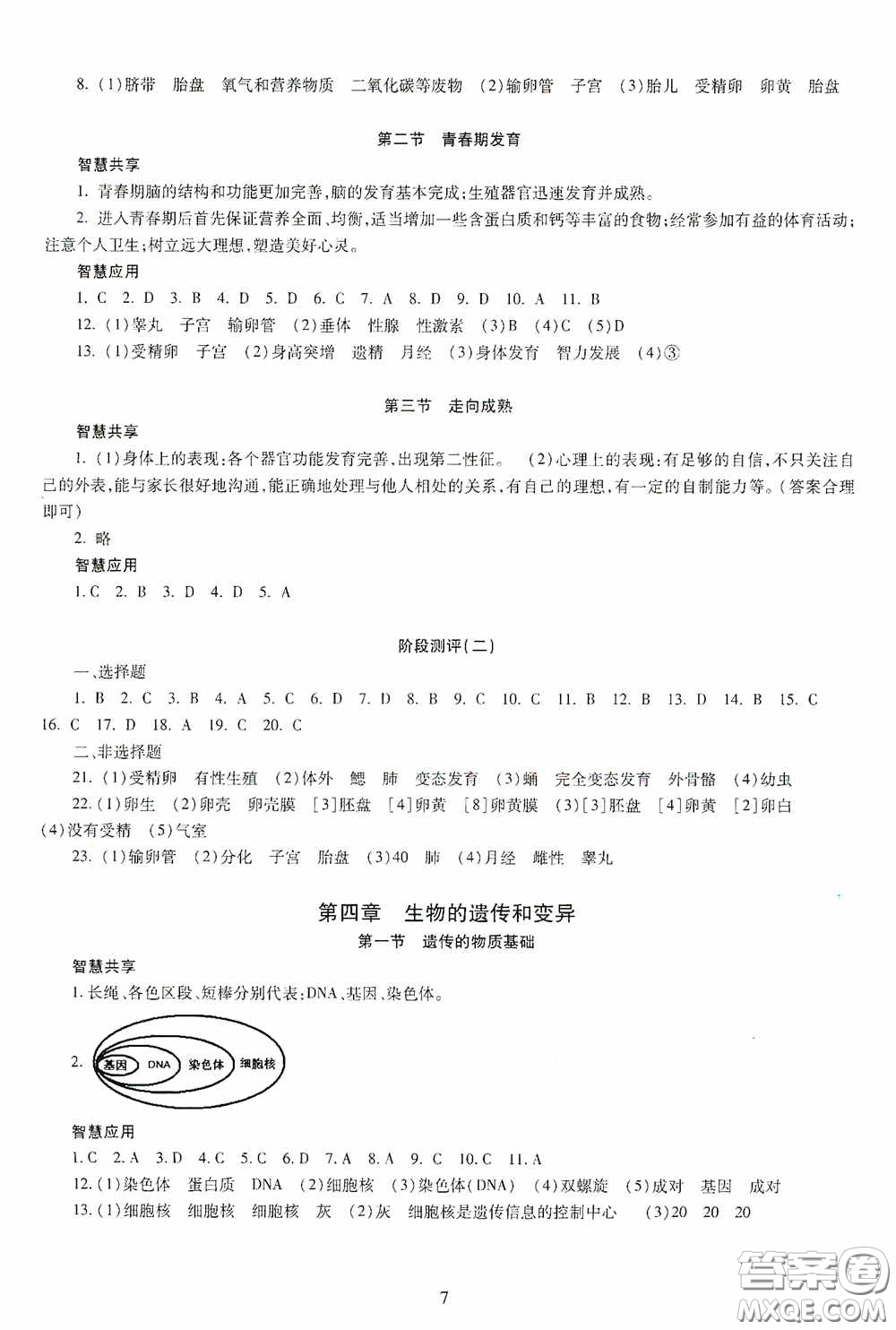 明天出版社2020智慧學習生物學八年級全一冊答案