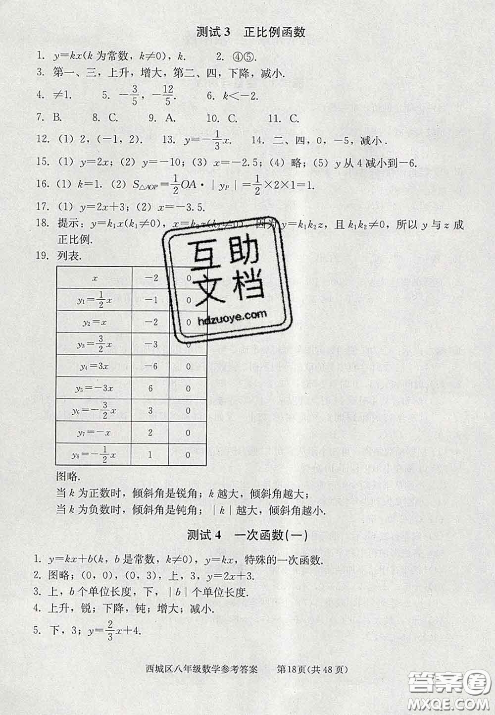 2020春北京西城學(xué)習(xí)探究診斷八年級(jí)數(shù)學(xué)下冊(cè)人教版答案