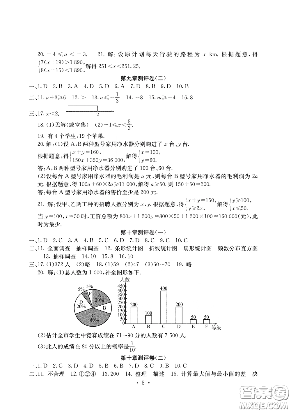 光明日報(bào)出版社2020大顯身手素質(zhì)教育單元測評卷七年級數(shù)學(xué)下冊答案