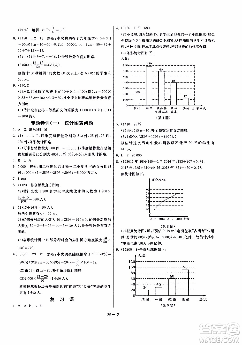 2020年課時訓(xùn)練八年級下冊數(shù)學(xué)江蘇版參考答案