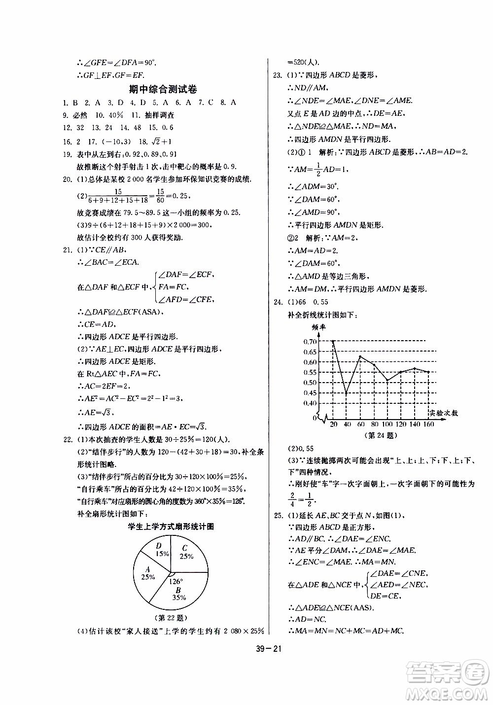 2020年課時訓(xùn)練八年級下冊數(shù)學(xué)江蘇版參考答案