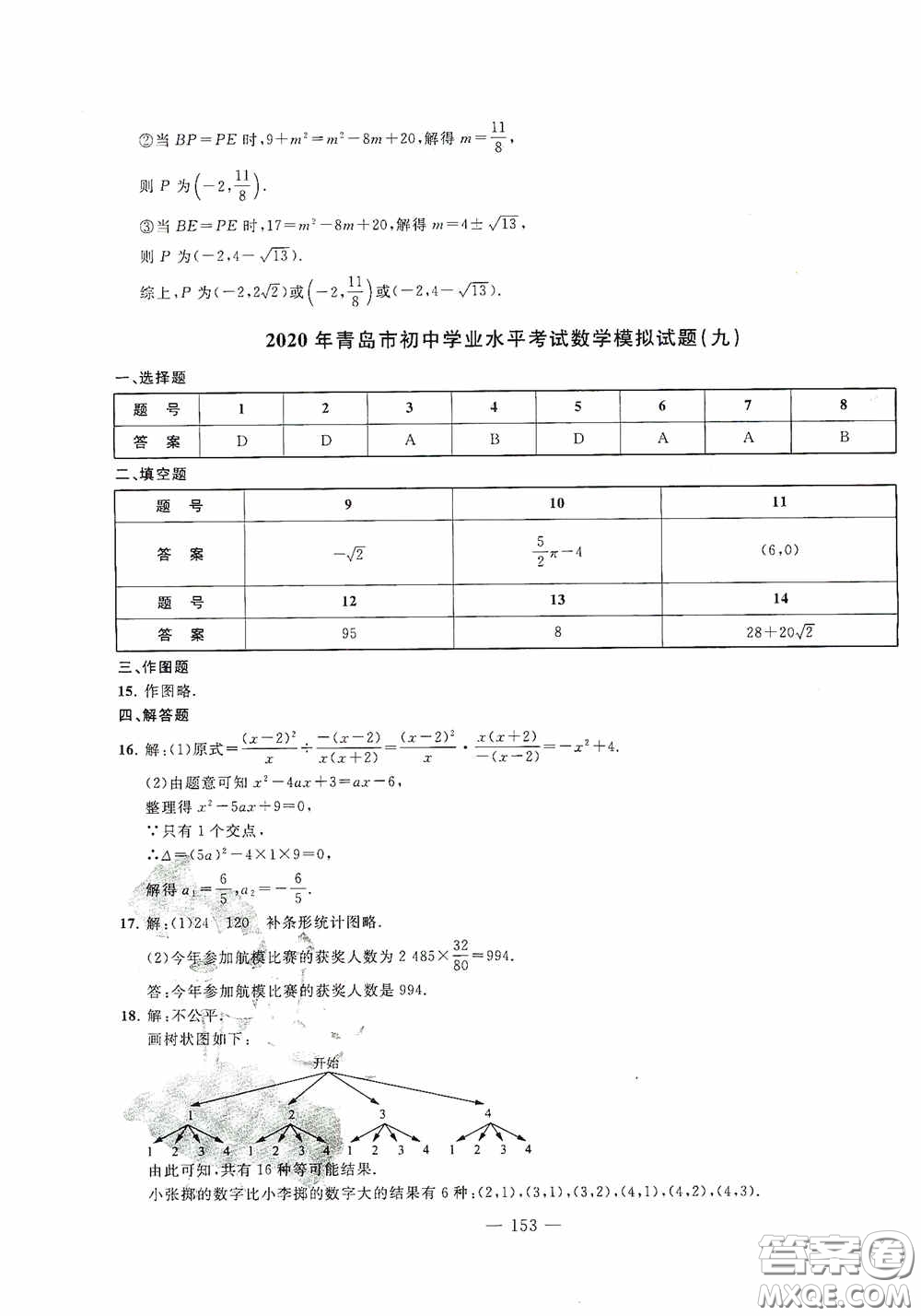 四維文化中考考什么2020中考沖刺模擬卷數(shù)學(xué)答案