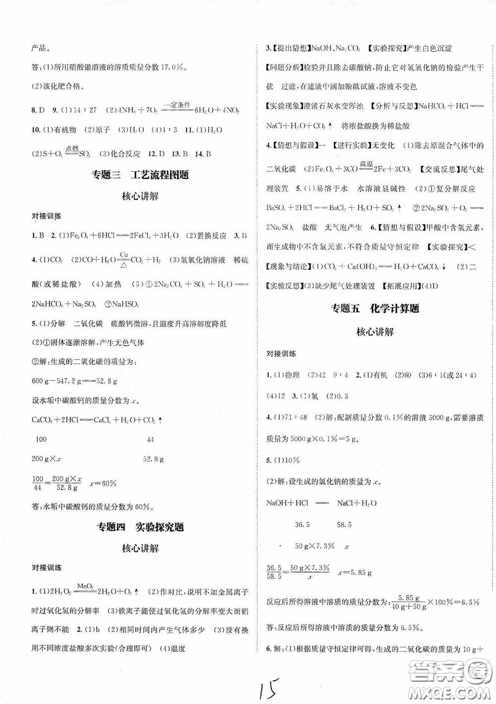 東北師范大學(xué)出版社2020決勝中考化學(xué)下冊答案