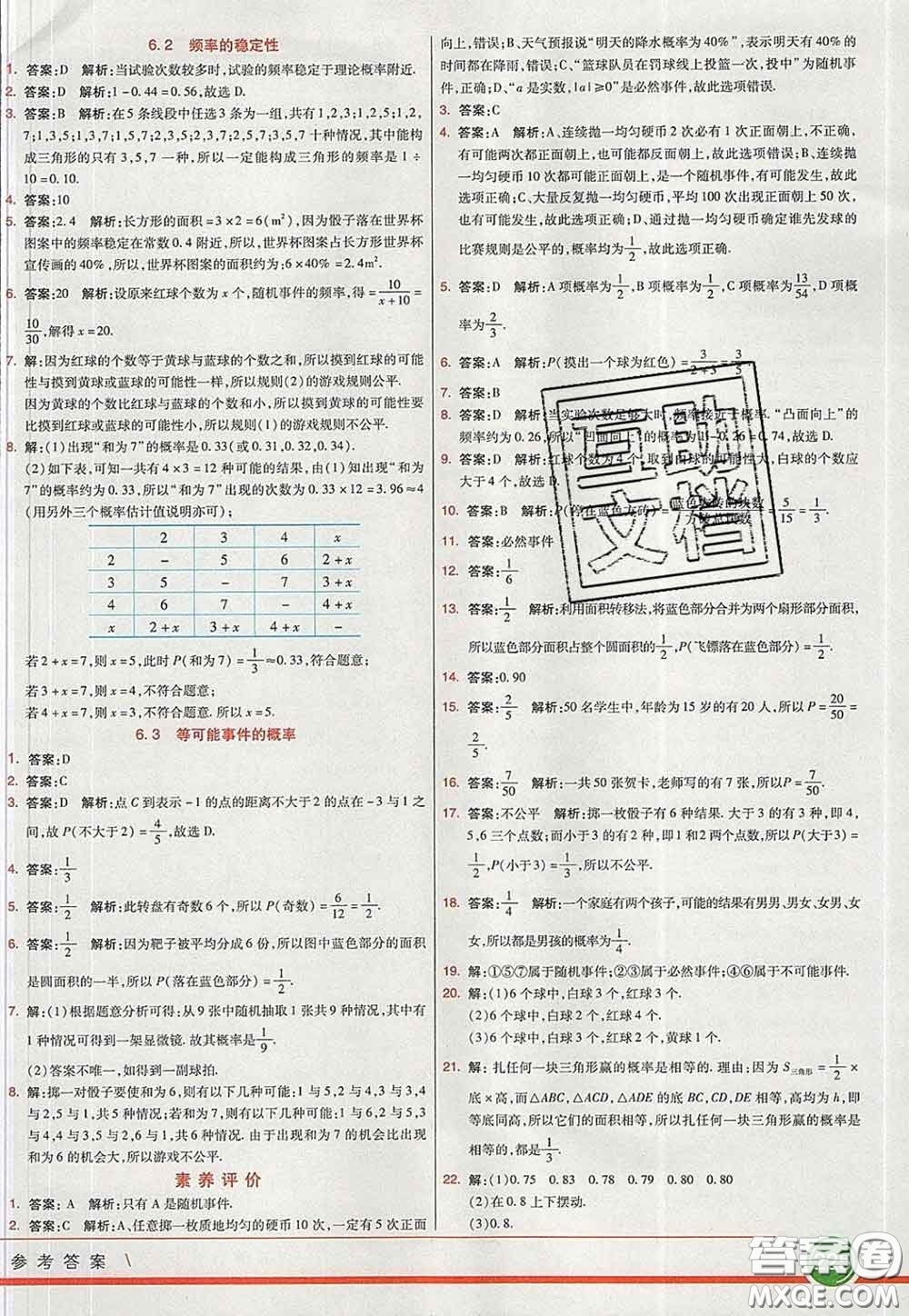 河北教育出版社2020春七彩課堂七年級數(shù)學(xué)下冊北師版答案