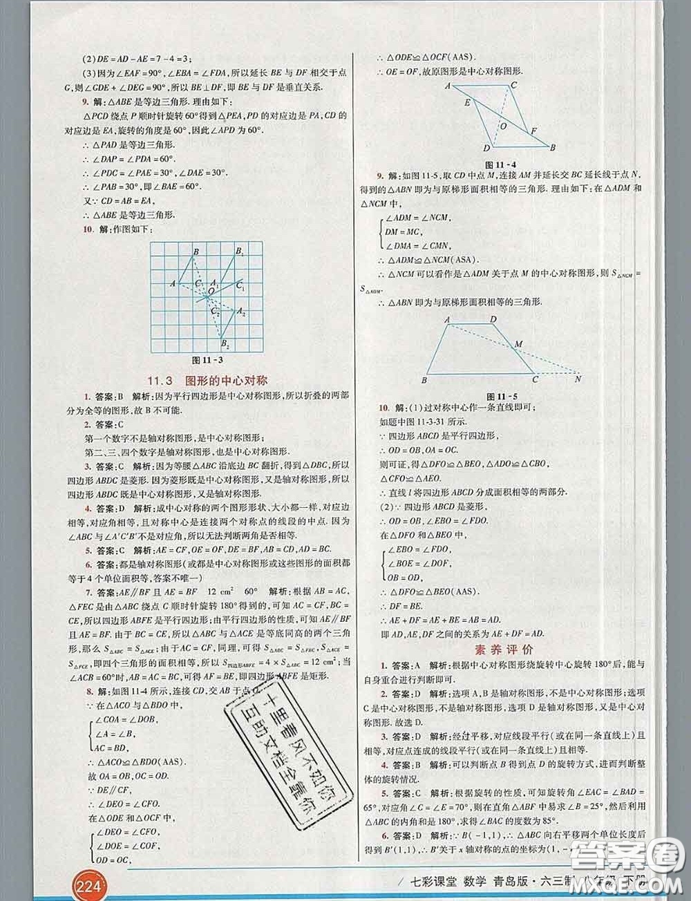 河北教育出版社2020春七彩課堂八年級(jí)數(shù)學(xué)下冊(cè)青島版六三制答案