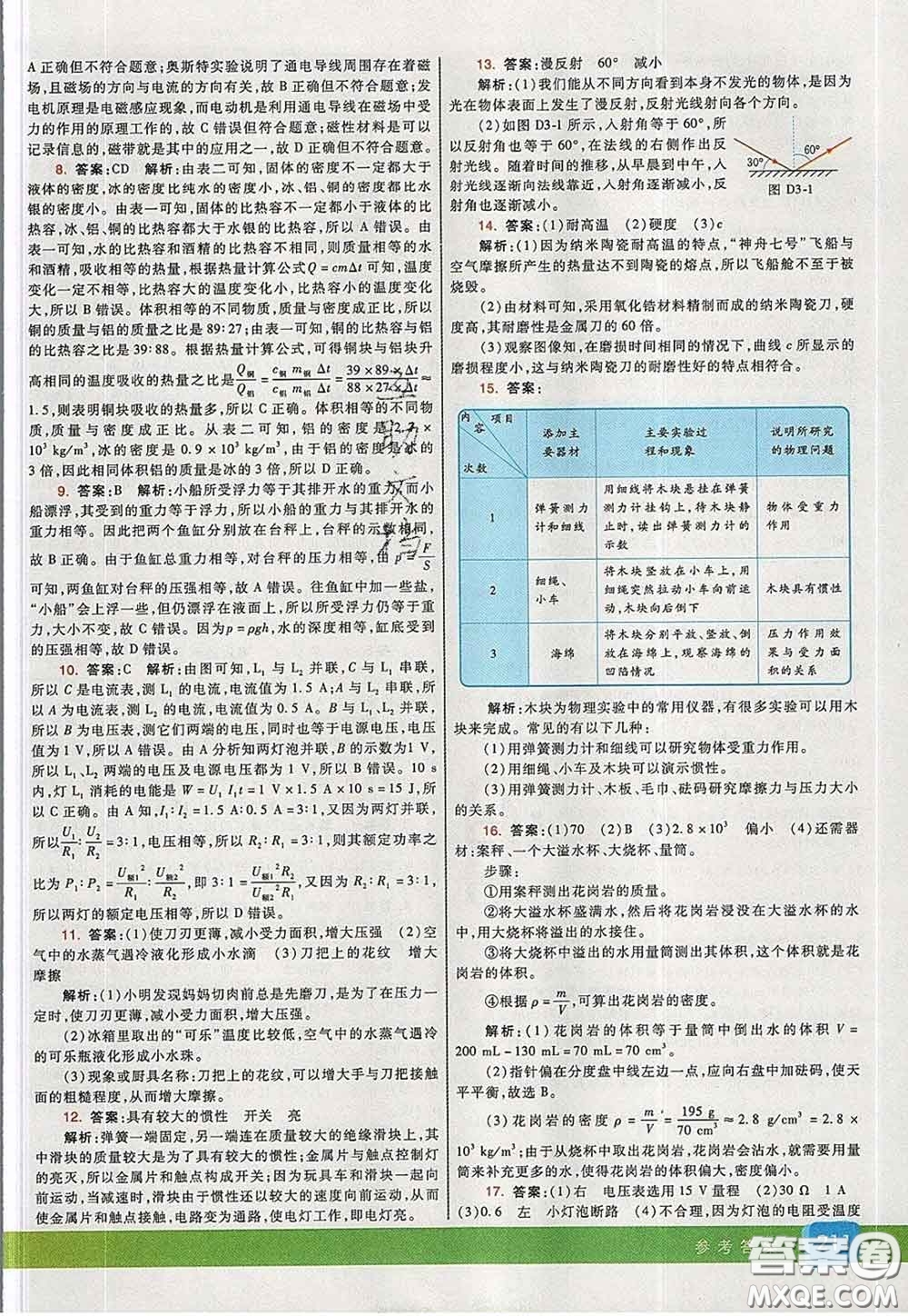 河北教育出版社2020春七彩課堂九年級(jí)物理下冊(cè)教科版答案