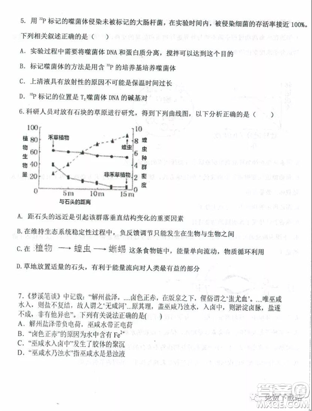 衡水中學(xué)2019-2020學(xué)年度高三年級(jí)下學(xué)期期中考試?yán)砜凭C合試題及答案