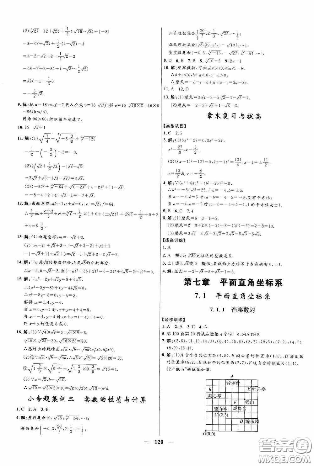 2020贏在起跑線上奪冠百分百新導(dǎo)學(xué)課時練七年級數(shù)學(xué)下冊人教版答案