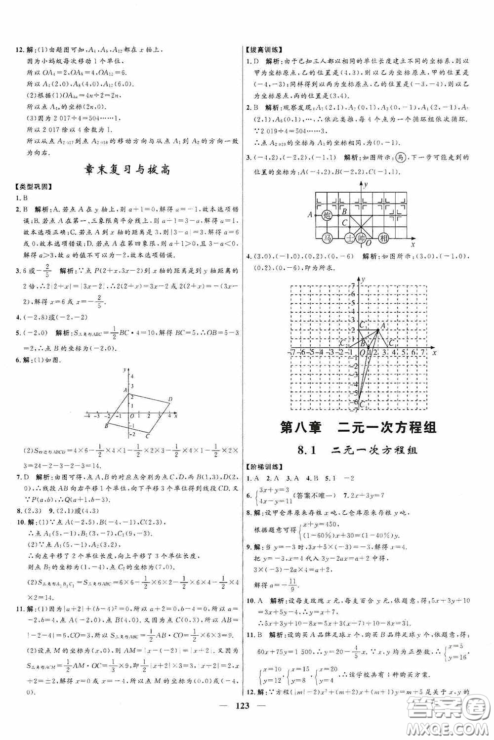 2020贏在起跑線上奪冠百分百新導(dǎo)學(xué)課時練七年級數(shù)學(xué)下冊人教版答案