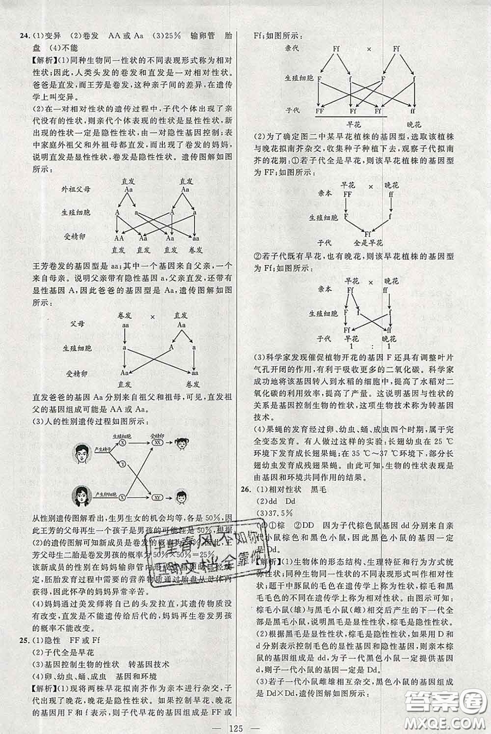 2020春名師助學(xué)系列細(xì)解巧練八年級(jí)生物下冊(cè)人教版答案