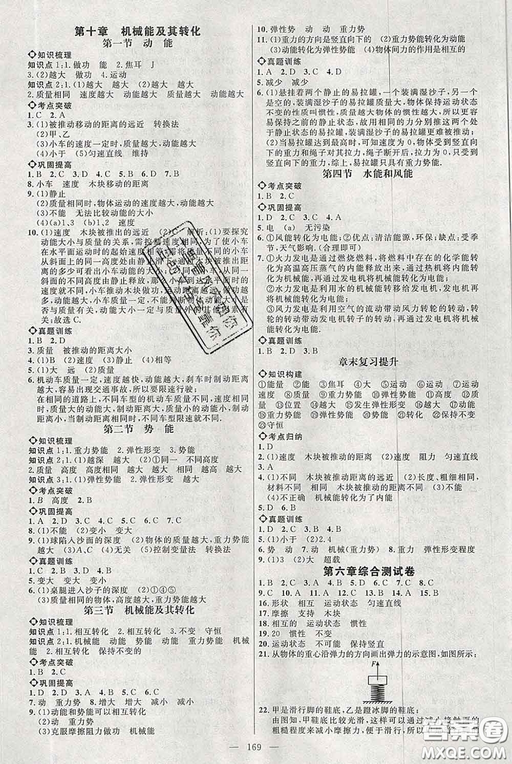 2020春名師助學(xué)系列細(xì)解巧練八年級(jí)物理下冊(cè)五四制答案