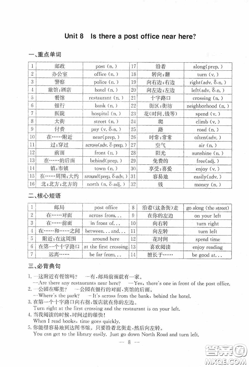 云南科技出版社2020名師金典七年級(jí)英語下冊(cè)人教版隨身寶答案