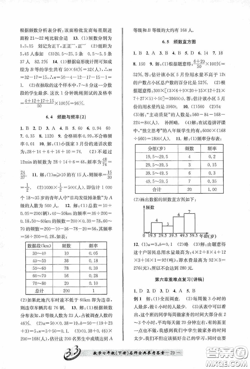 云南科技出版社2020名師金典七年級數(shù)學(xué)下冊浙教版B本答案