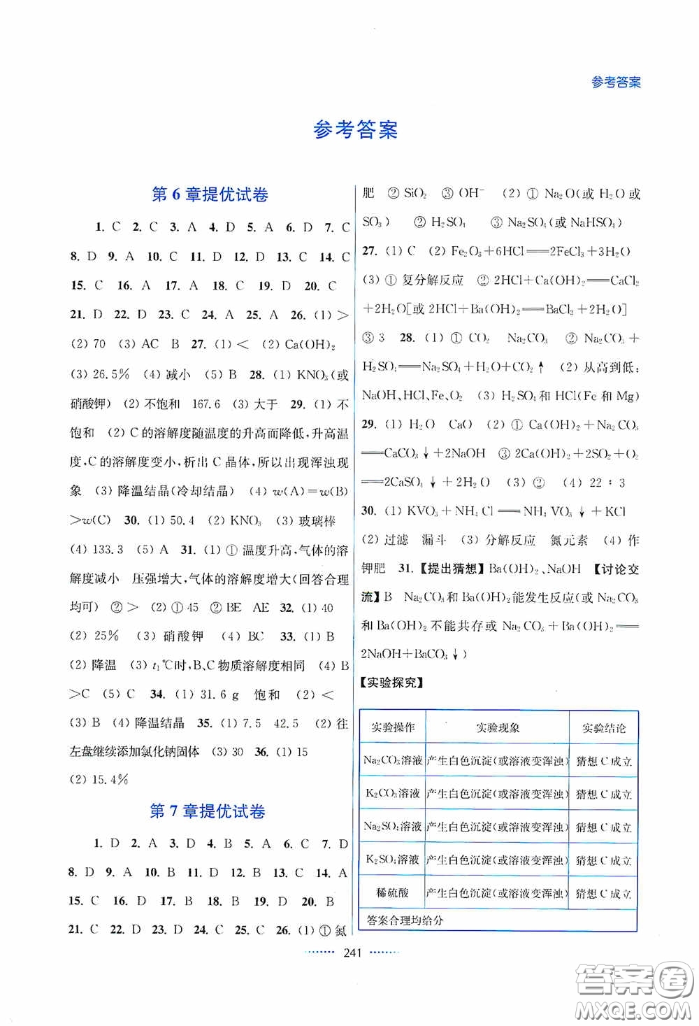 東南大學(xué)出版社2020名師點(diǎn)撥課課通教材全解析九年級(jí)化學(xué)下冊(cè)上教版答案