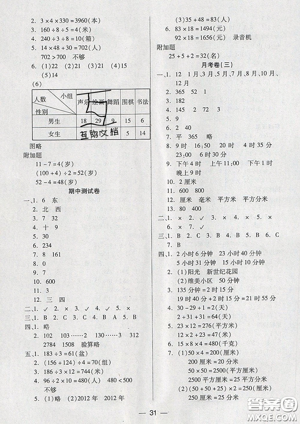 2020新版兩導(dǎo)兩練高效學(xué)案三年級(jí)數(shù)學(xué)下冊(cè)人教版答案