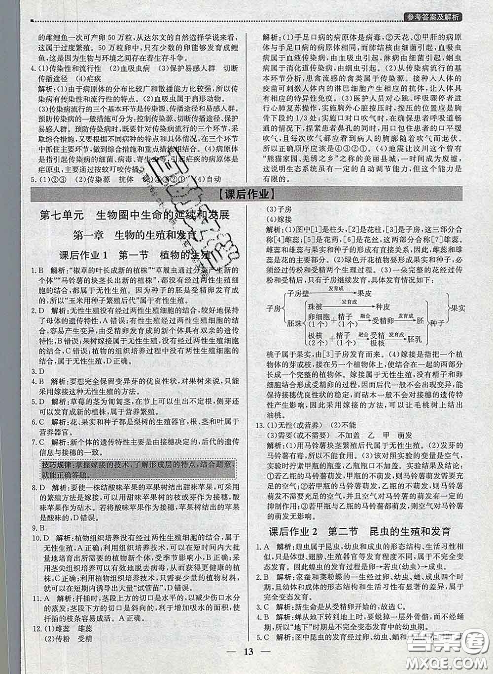 2020春提分教練優(yōu)學導練測八年級生物下冊人教版答案
